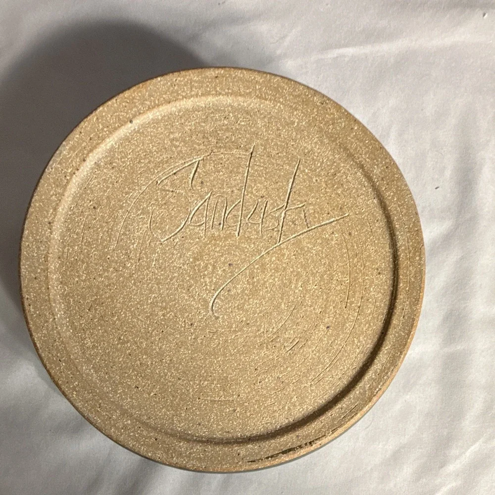 Signed Sandusky Studio Art Pottery Brie Baker Small Casserole Dish Floating Blue